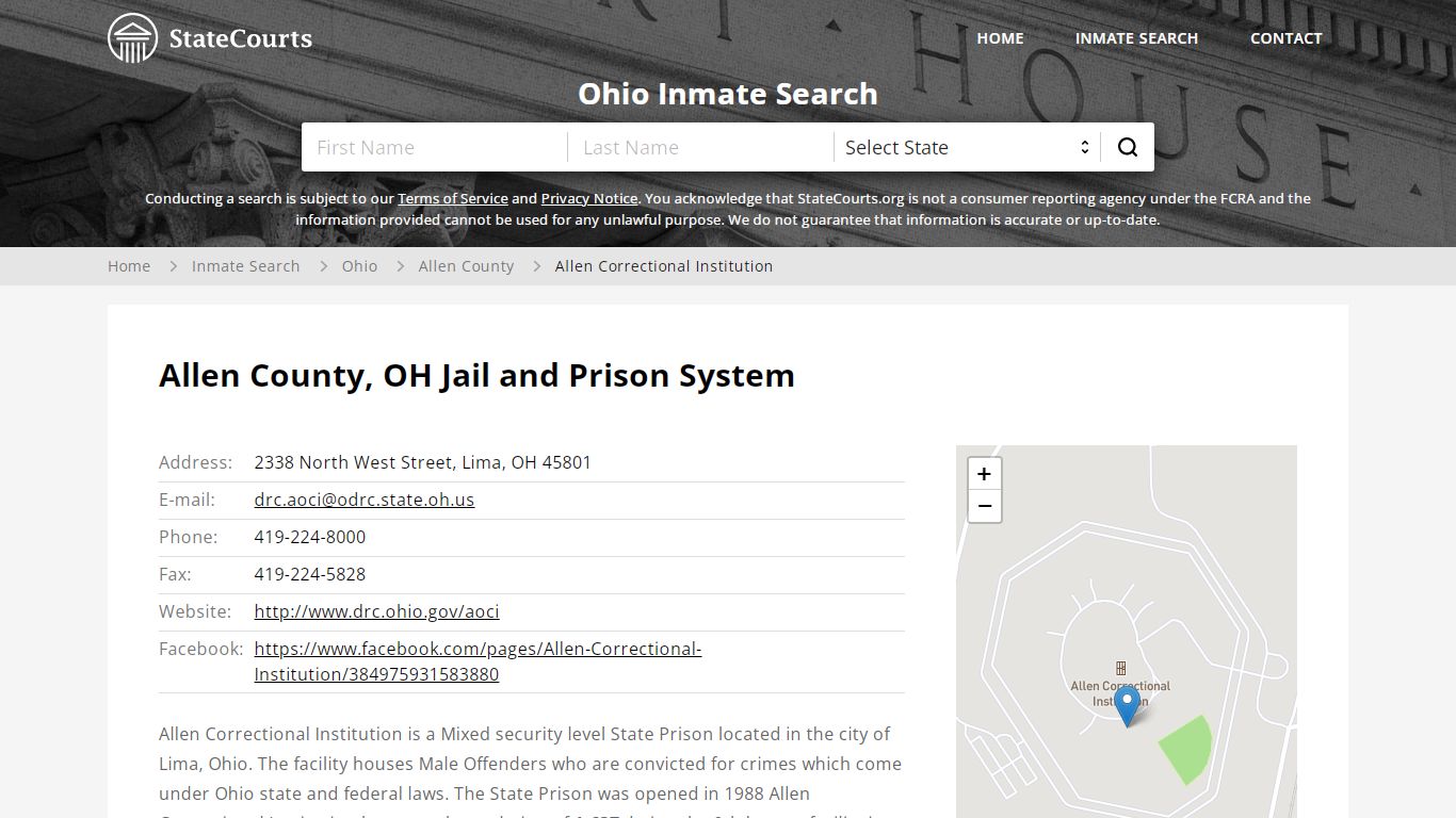 Allen Correctional Institution Inmate Records Search, Ohio ...